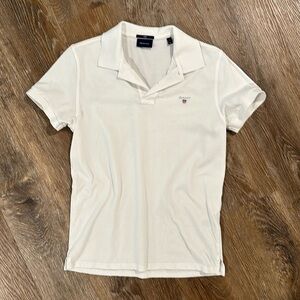 Gant Embroidered Shield Logo Piqué Polo White S Men Slim